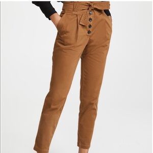 A.L.C. Krew Pant Women's Size 4 Brown Cotton Solid Comfort Belted Paperbag Waist